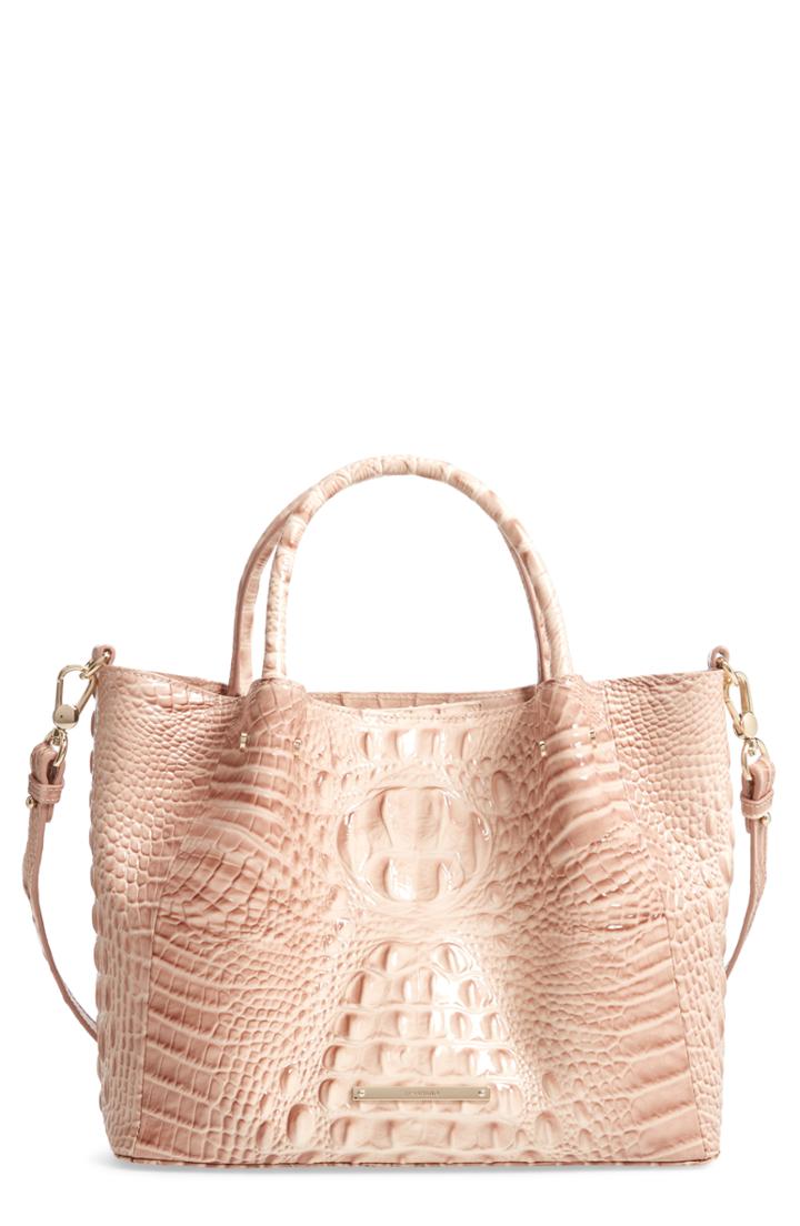 Brahmin Small Mallory Croc Embossed Leather Satchel - Pink