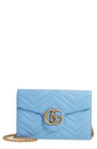 Women's Gucci Gg Marmont 2.0 Matelasse Leather Wallet On A Chain - Blue