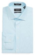 Men's Nordstrom Men's Shop Trim Fit Solid Linen & Cotton Dress Shirt 32/33 - Blue