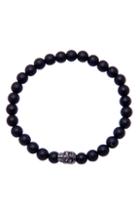 Men's Nialaya Skull Matte Onyx Stretch Bracelet