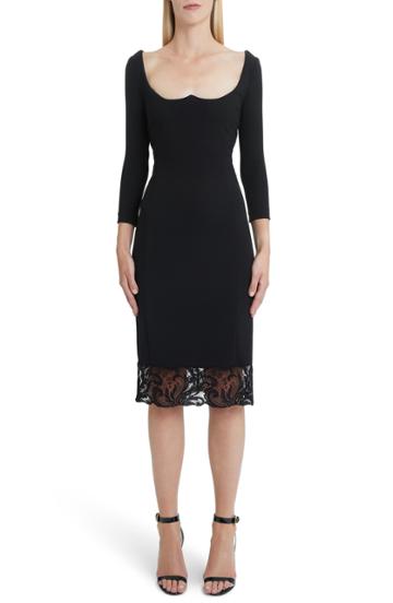 Women's Versace First Line Lace Hem Body-con Dress