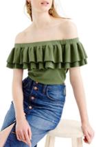 Women's J.crew Lightweight Off The Shoulder Sweater, Size - Green