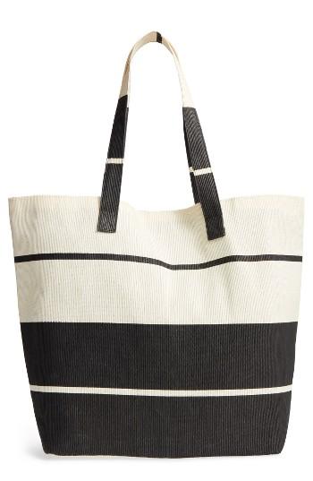 Cesca Colorblock Straw & Cotton Tote -