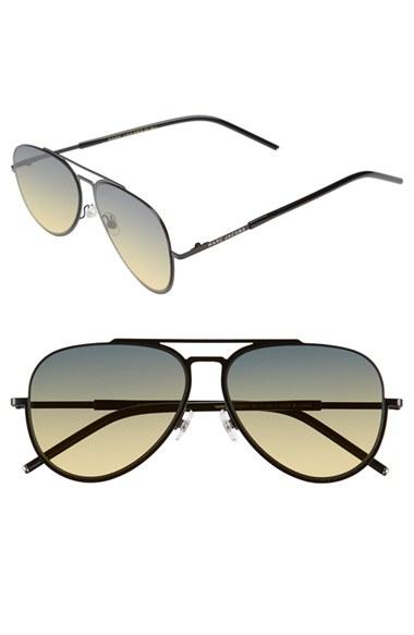 Women's Marc Jacobs 56mm Aviator Sunglasses - Black