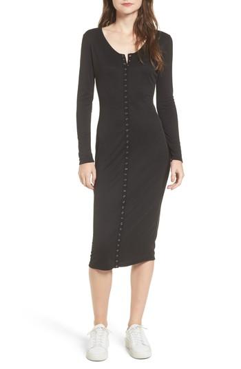 Women's Bp. Snap Front Henley Dress, Size - Black