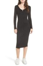 Women's Bp. Snap Front Henley Dress, Size - Black