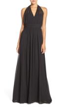 Women's Hayley Paige Occasions Ruched Waist Chiffon Halter Gown - Black