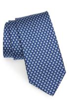 Men's Salvatore Ferragamo Tops Print Silk Tie, Size - Blue
