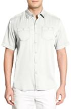 Men's Tommy Bahama 'new Twilly' Island Modern Fit Short Sleeve Twill Shirt, Size - White