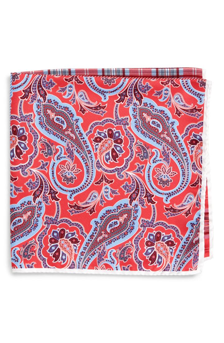 Men's Nordstrom Men's Shop Four-panel Silk Pocket Square, Size - Red