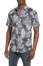 Men's O'neill Tradewinds Reverse Print Palm Leaf Shirt, Size - Black