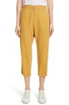 Women's Nili Lotan Luna Cotton & Linen Twill Crop Pants - Yellow