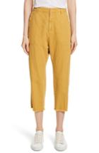 Women's Nili Lotan Luna Cotton & Linen Twill Crop Pants - Yellow