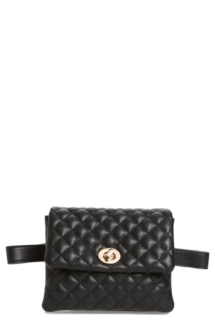 Mali + Lili Quilted Vegan Leather Convertible Belt Bag -