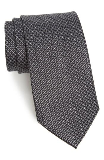 Men's Nordstrom Men's Shop Microgrid Silk Tie, Size - Black