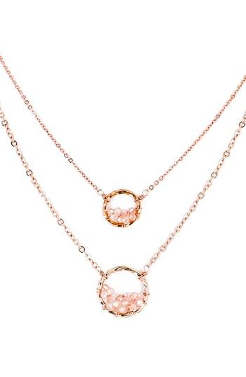Women's Panacea Crystal Circle Double Chain Necklace