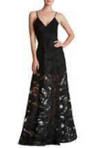 Women's Dress The Population 'florence' Woven Fit & Flare Gown - Black