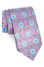 Men's Ermenegildo Zegna Floral Medallion Silk Tie, Size - Purple