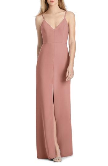 Women's Lela Rose Bridesmaid V-neck Crepe Mermaid Gown - Pink