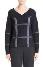 Women's Armani Collezioni Windowpane Wool & Cashmere Sweater - Blue