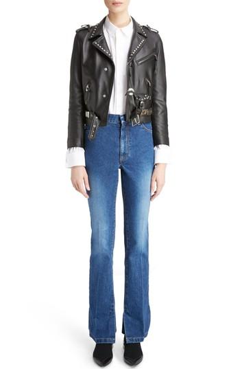 Women's Toga Studded Leather Moto Jacket Us / 36 Fr - Black