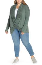 Women's Caslon Off-duty Long Convertible Cardigan, Size - Green