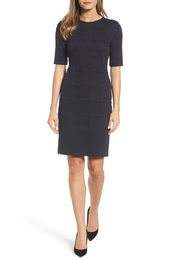 Women's Boss Hanelli Check Jacquard Sheath Dress - Black