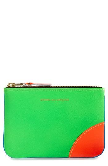 Men's Comme Des Garcons Super Fluo Leather Line Zip Pouch - Blue/green