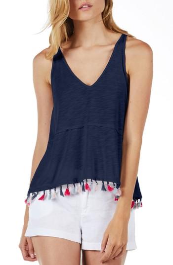 Women's Michael Stars Tassel Fringe Tank, Size - Blue