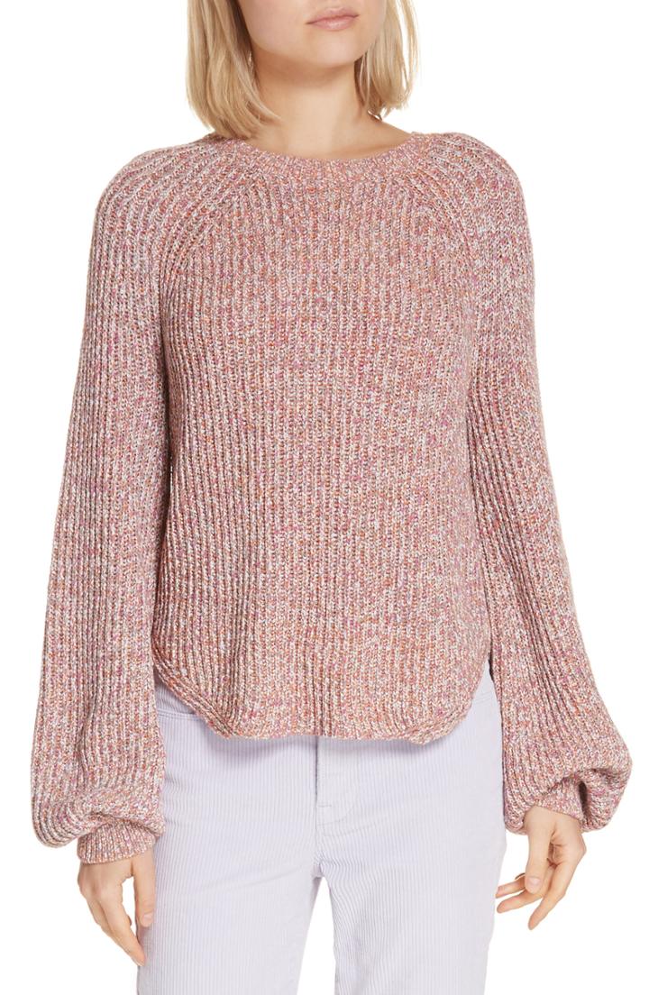 Women's Frame Marled Puff Sleeve Sweater - Purple
