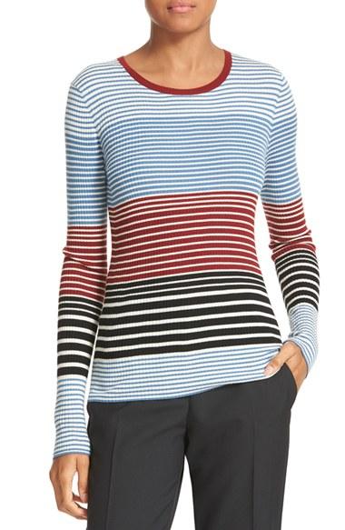 Women's Theory Mirzi Stripe Rib Knit Merino Sweater