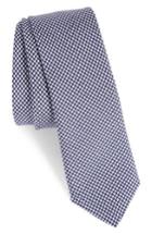 Men's Eleventy Houndstooth Silk Skinny Tie, Size - Blue