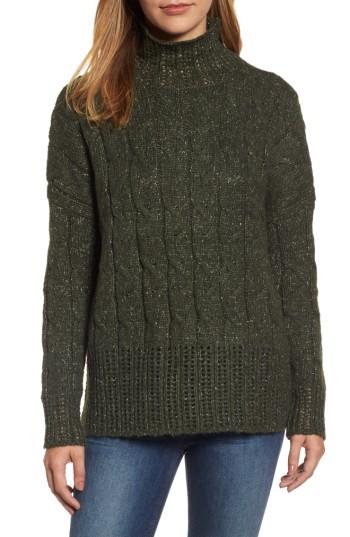Women's Press Pointelle Turtleneck Sweater - Green