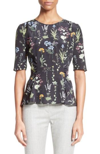 Women's Altuzarra Erinna Floral Print Silk Top Us / 42 Fr - Black