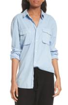 Women's Vince Utility Cotton & Silk Shirt - Blue