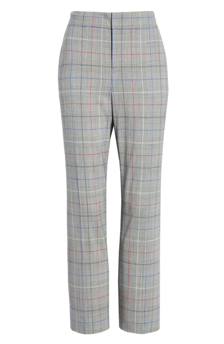 Women's Lewit Windowpane Plaid Stretch Wool Pants - Black