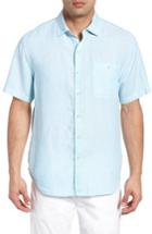 Men's Tommy Bahama Sand Linen Dobby Stripe Sport Shirt - Blue