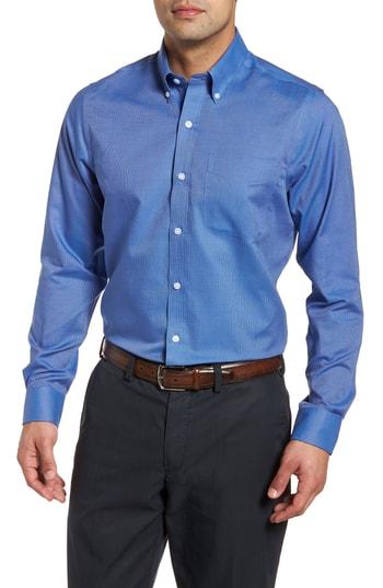 Men's Cutter & Buck Tailored Fit Nail Head Sport Shirt, Size - Blue