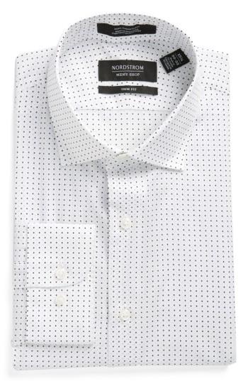 Men's Nordstrom Men's Shop Trim Fit Dot Dress Shirt .5 34/35 - Blue