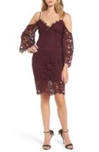 Women's Astr The Label Giselle Cold Shoulder Lace Dress - Burgundy