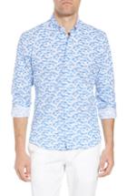 Men's Ledbury Parksley Slim Fit Print Sport Shirt 34 - Blue