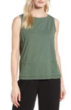 Women's Eileen Fisher Short Organic Cotton Shell, Size - Green