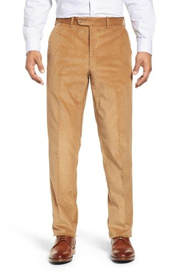 Men's John W. Nordstrom Torino Traditional Fit Flat Front Corduroy Trousers - Brown
