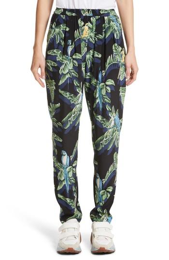 Women's Stella Mccartney Birds Of Paradise Silk Crepe De Chine Pants Us / 36 It - Black