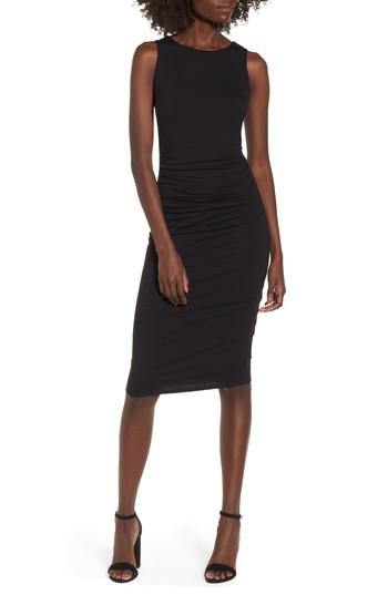 Women's Socialite Ruched Sheath Dress - Black