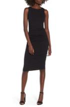 Women's Socialite Ruched Sheath Dress - Black