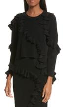Women's Milly Abstract Ruffle Pullover, Size - Black