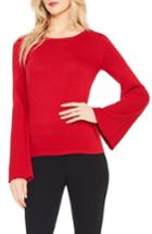 Petite Women's Vince Camuto Ribbed Bell Sleeve Sweater, Size P - Red