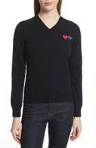 Women's Comme Des Garcons Play Wool Sweater - Blue