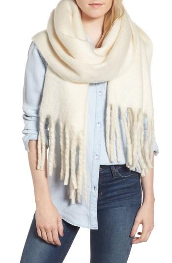 Women's Free People Kensington Brushed Herringbone Fringe Scarf, Size - Ivory
